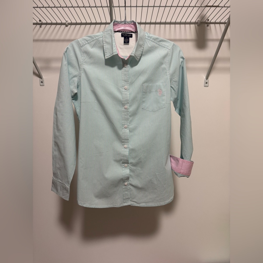 U.S. Polo Assn. Mint Green and Pink Button-Down Shirt
